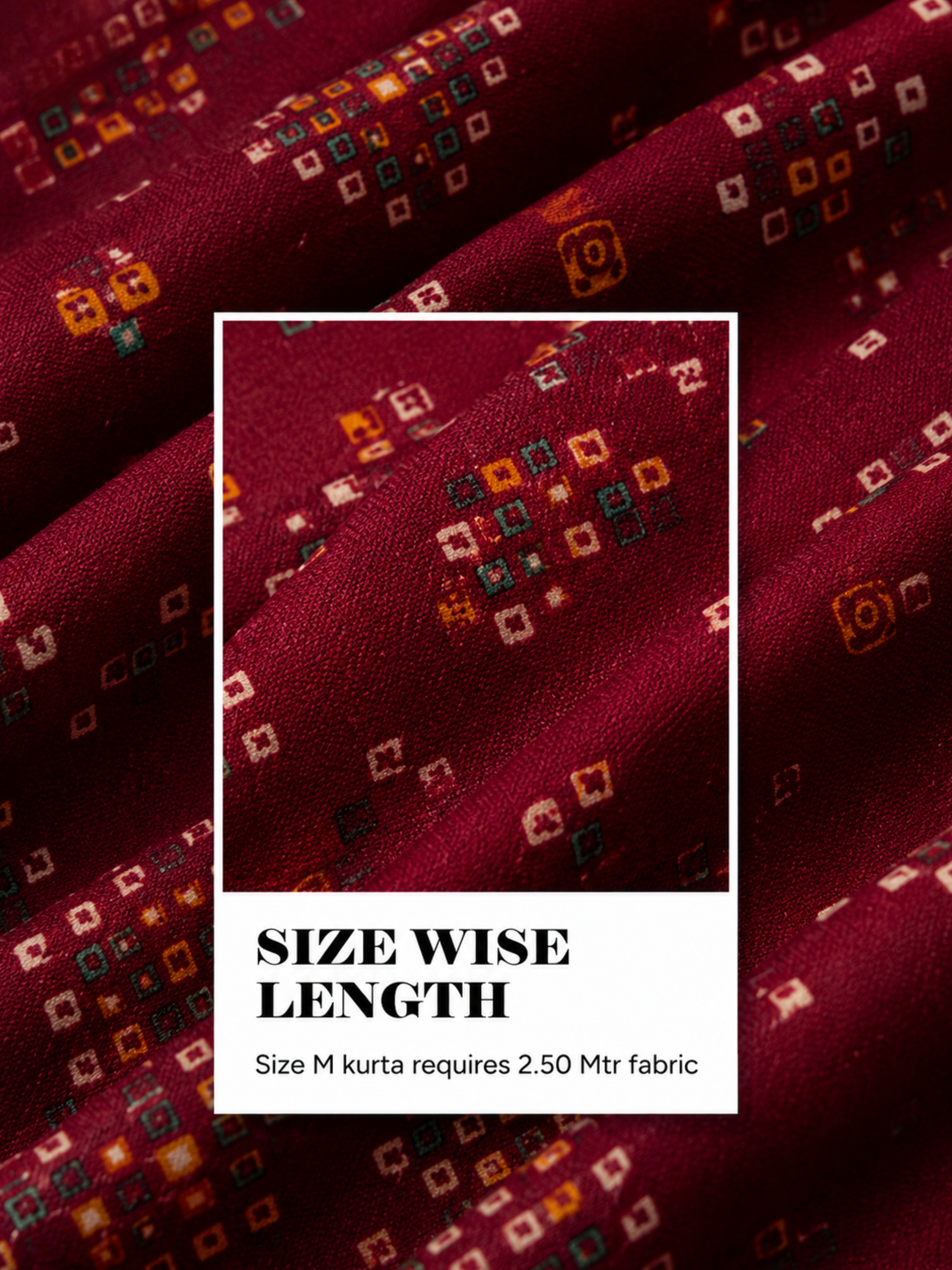 Maroon Printed Unstitched Kurta Fabric