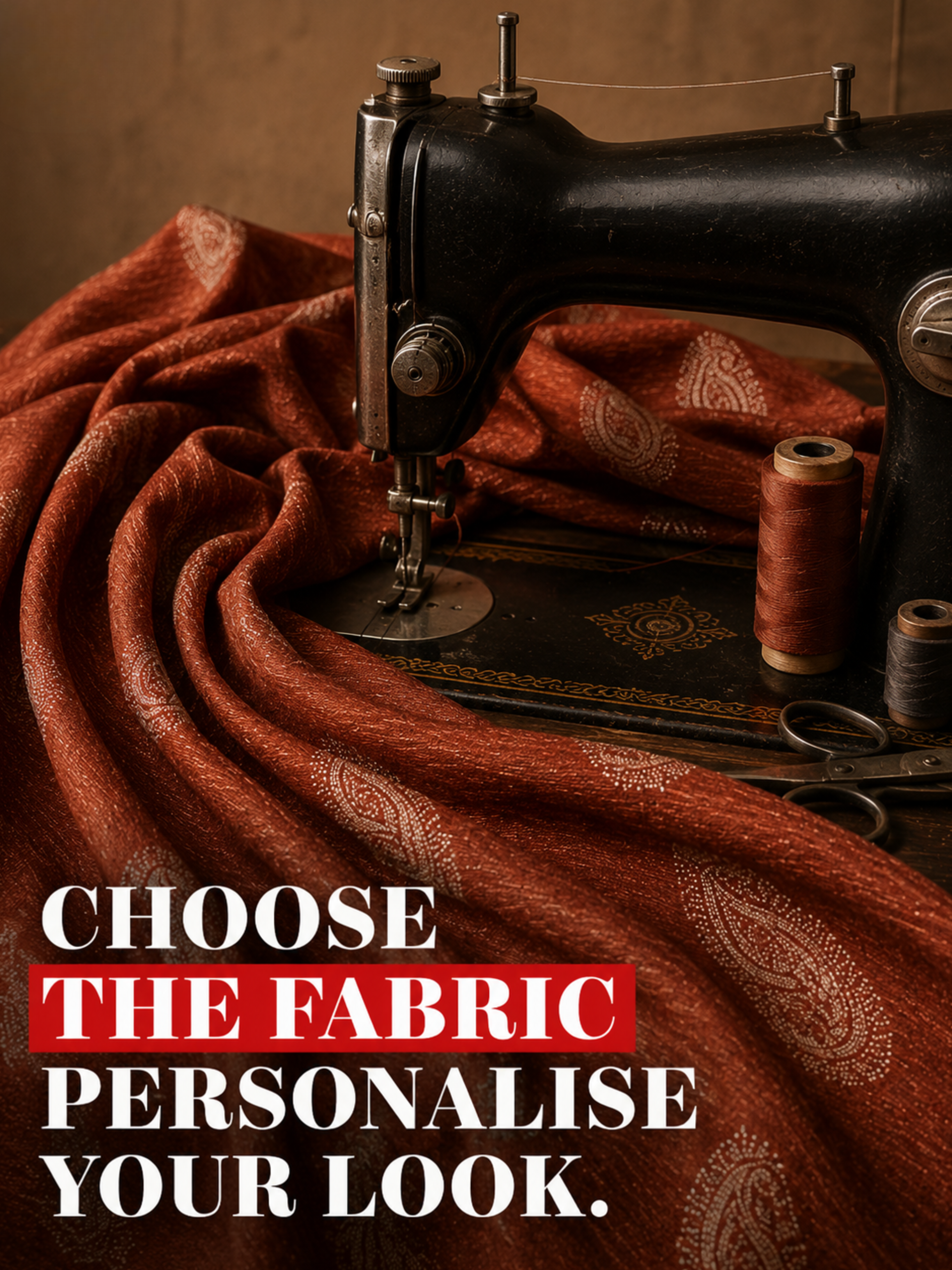 Rust Brown Paisley Unstitched Kurta Fabric