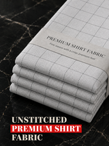White Subtle Check Shirt Fabric