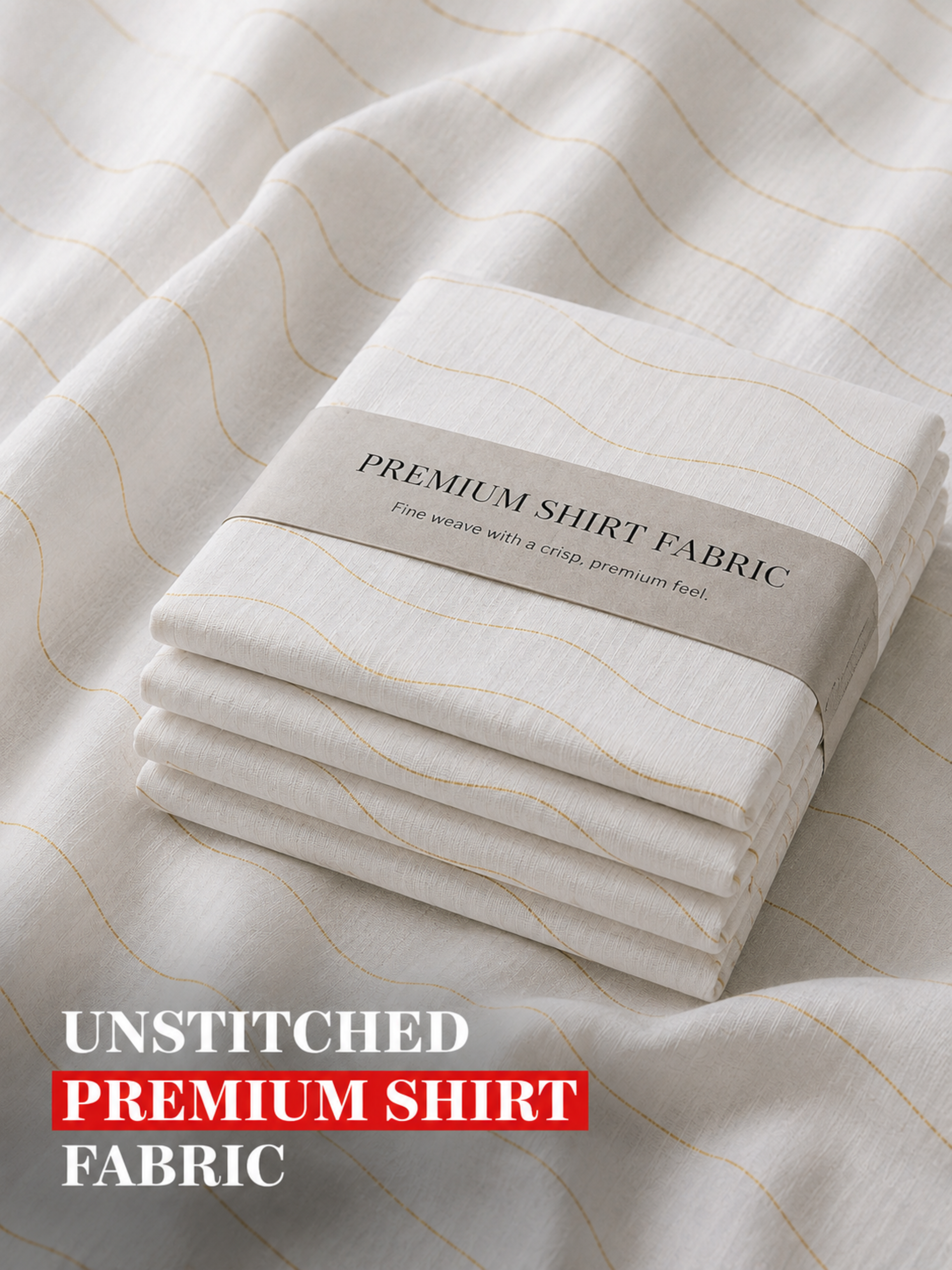 Off White Textured Unstitched Shirt Fabric
