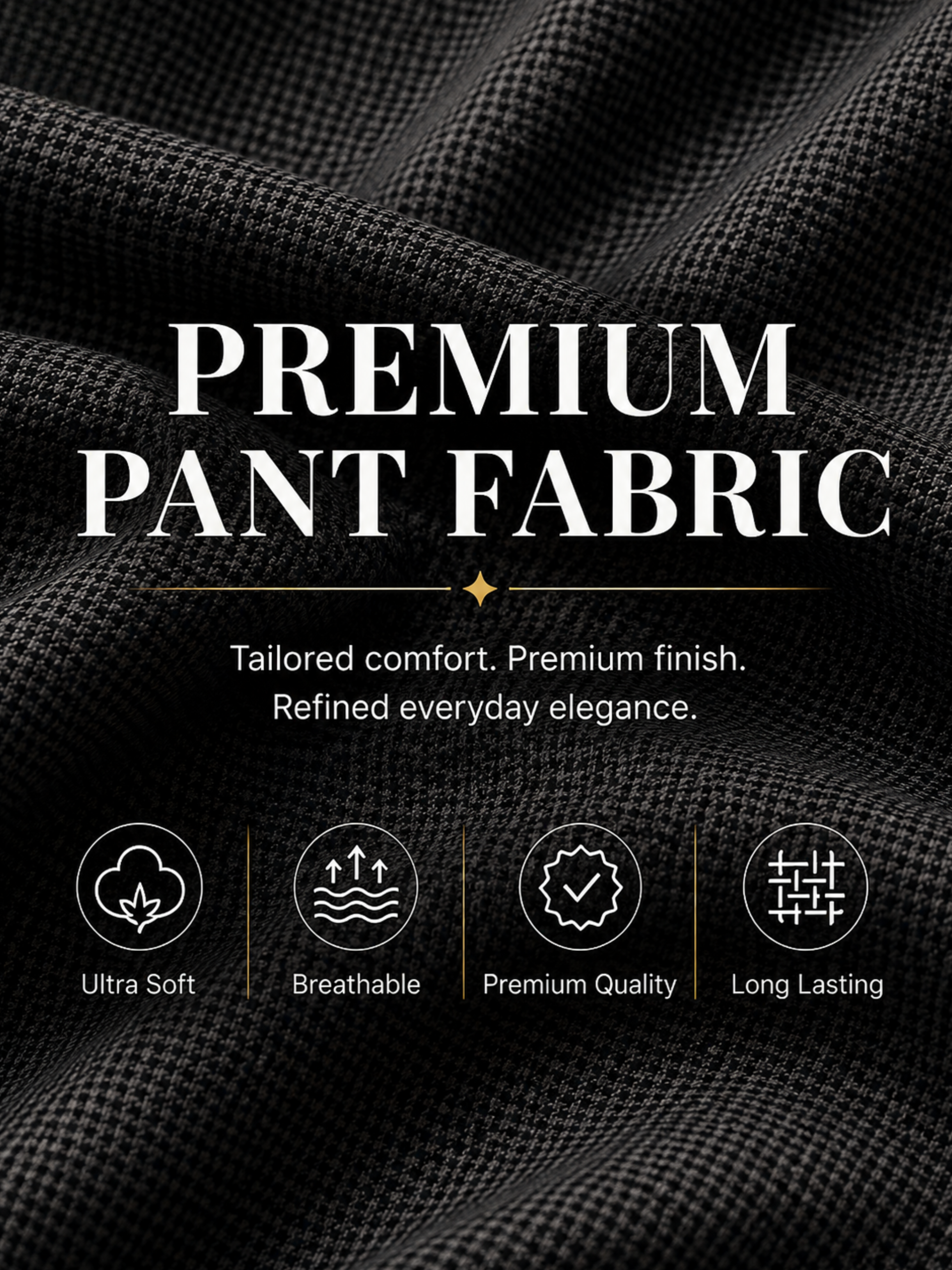 Black Micro-Checked Pant Fabric