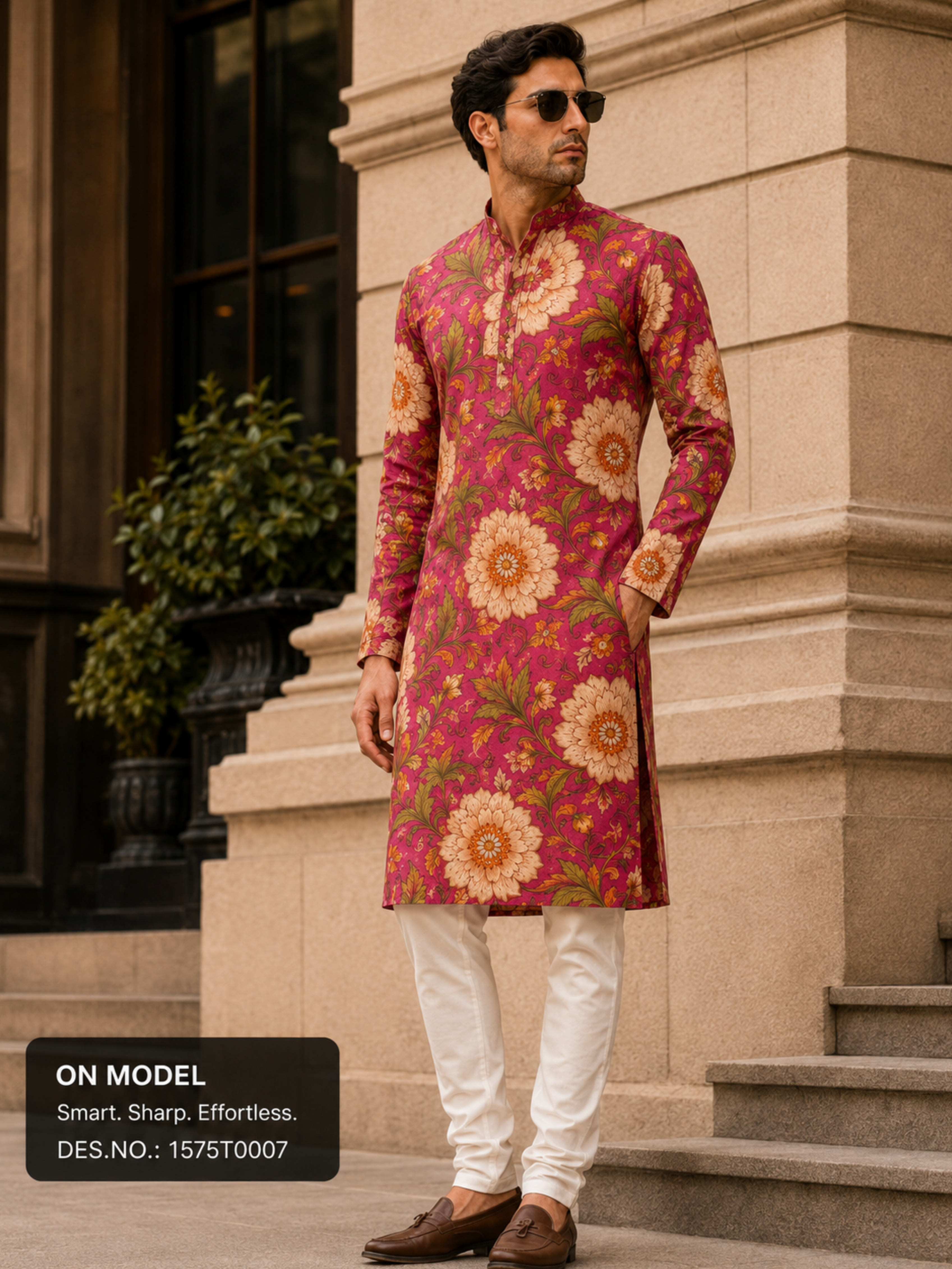 Pink Floral Kurta Fabric