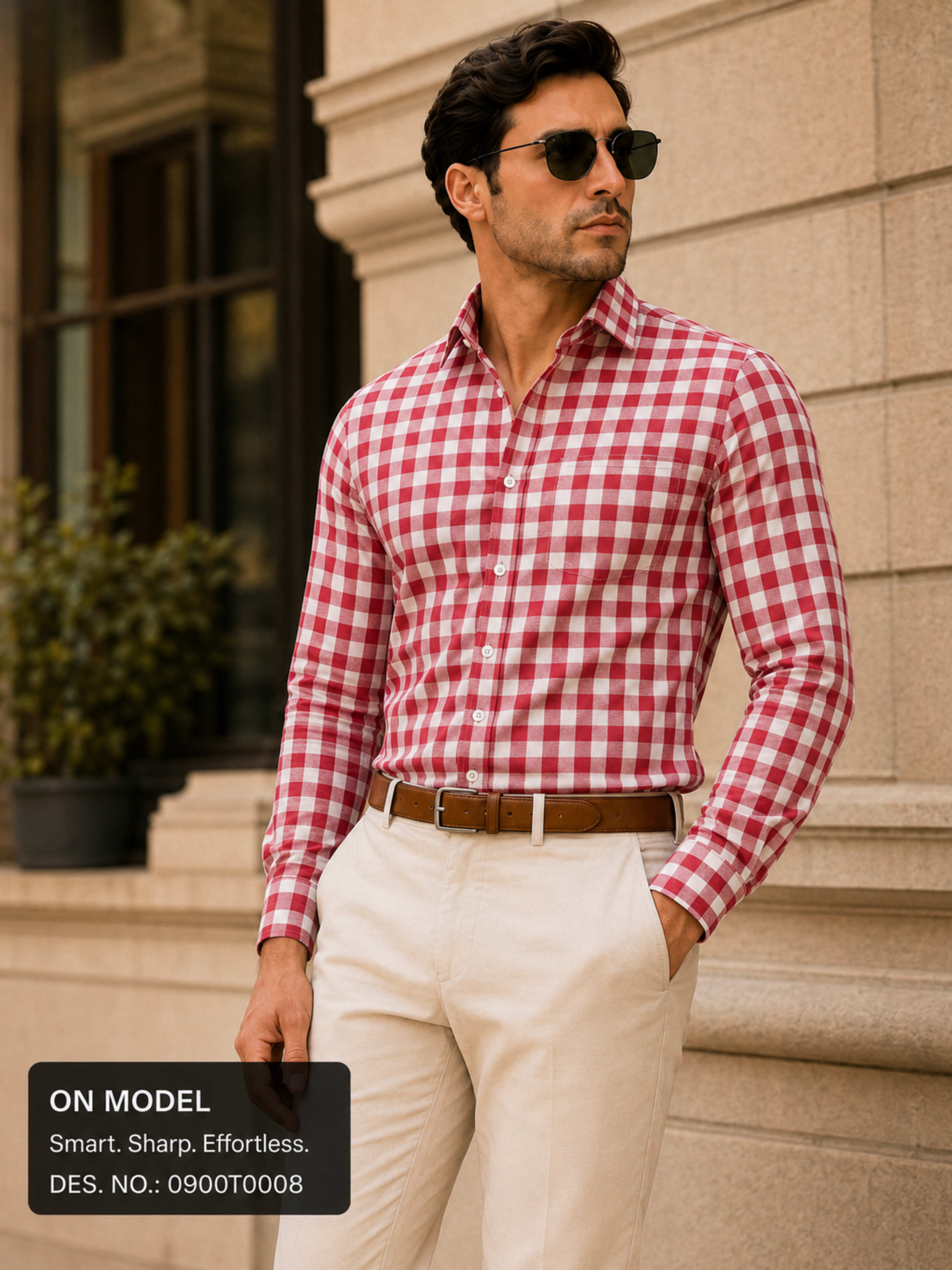 Red & White Check Shirt Fabric