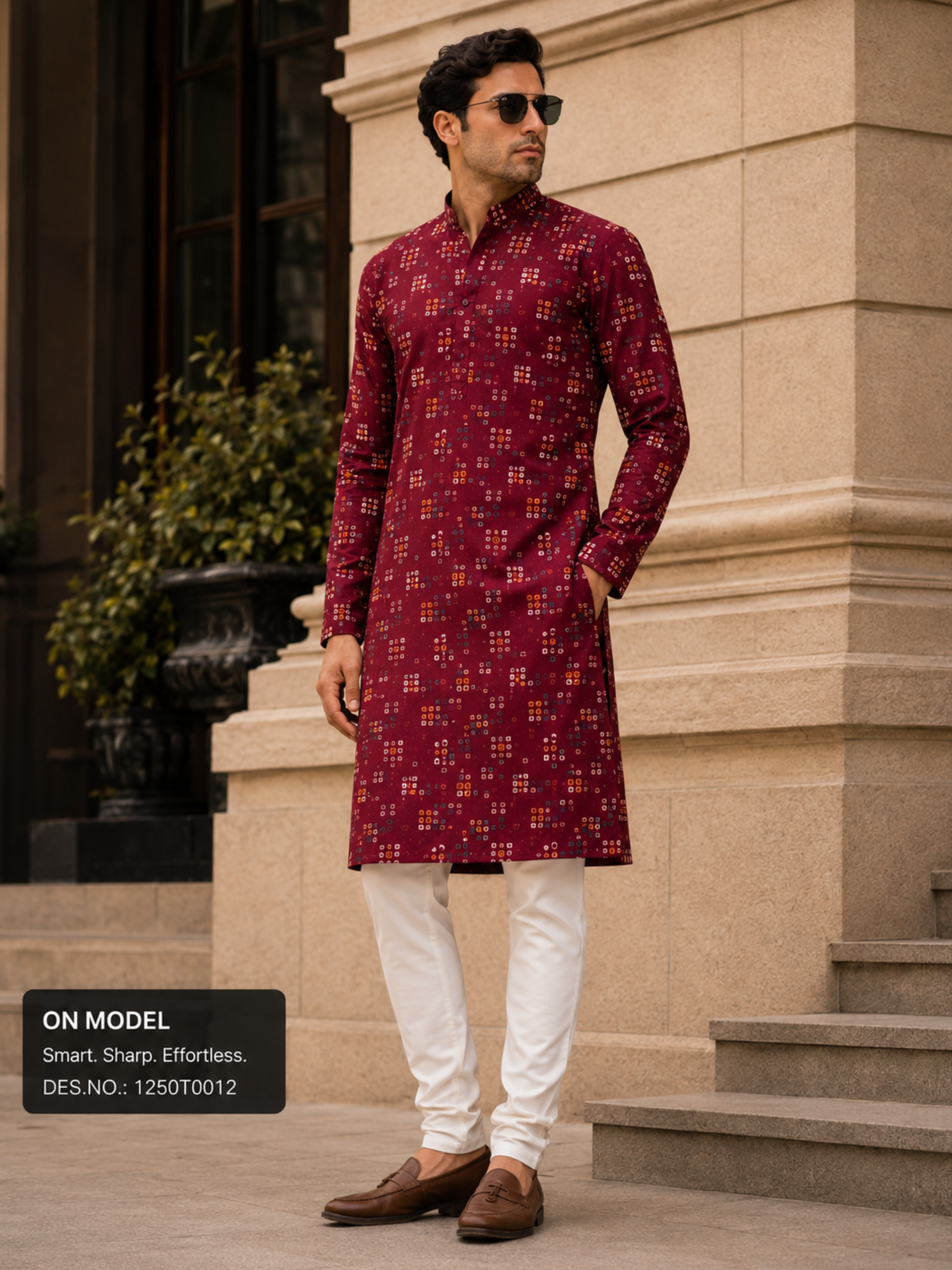 Maroon Printed Unstitched Kurta Fabric