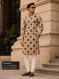 Beige Unstitched Kurta Fabric