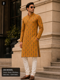 Yellow Printed Unstitched Kurta Fabric
