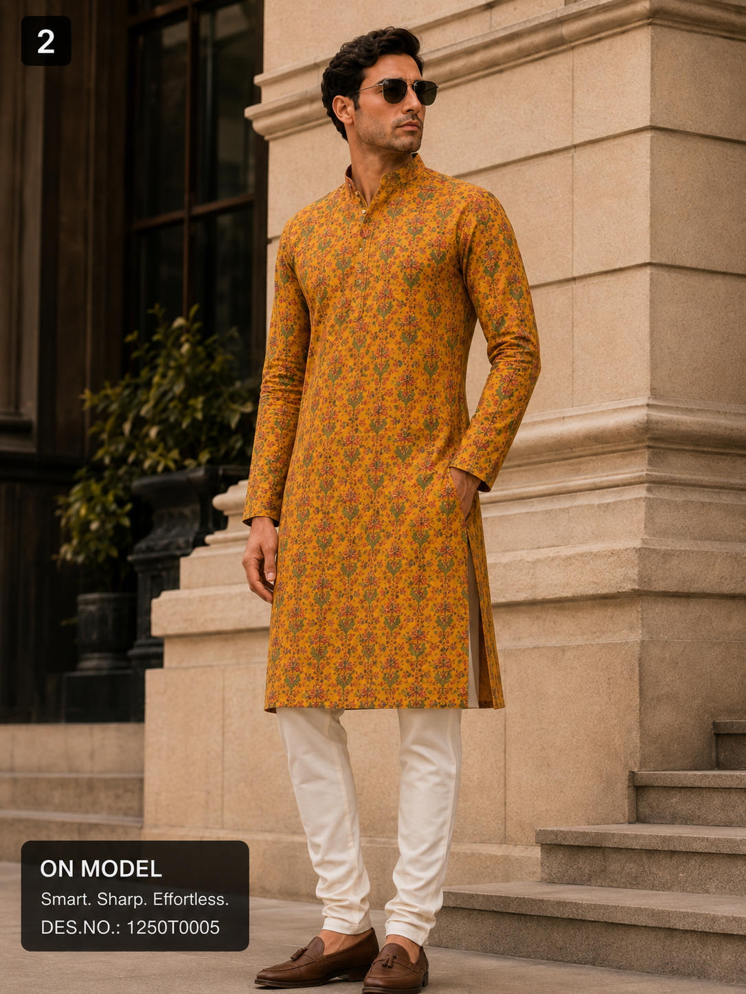 Yellow Printed Unstitched Kurta Fabric