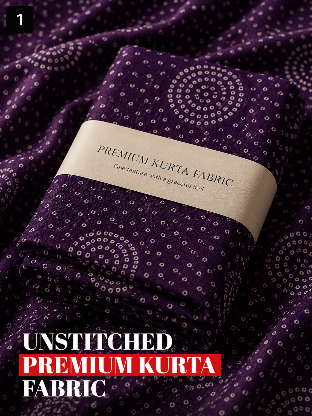 Purple Printed Unstitched Kurta Fabric