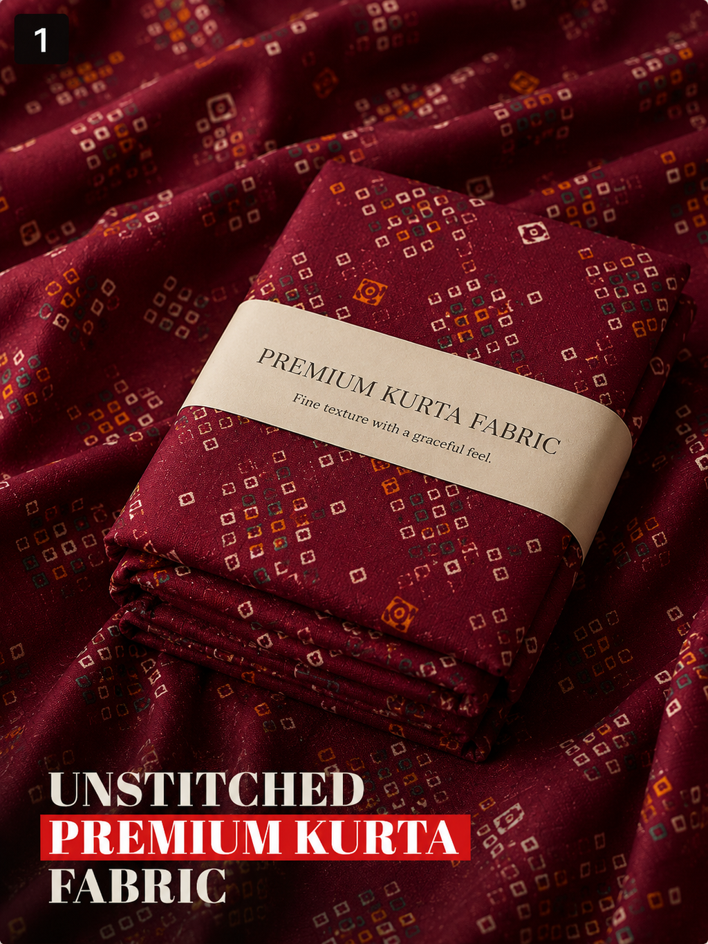 Maroon Printed Unstitched Kurta Fabric