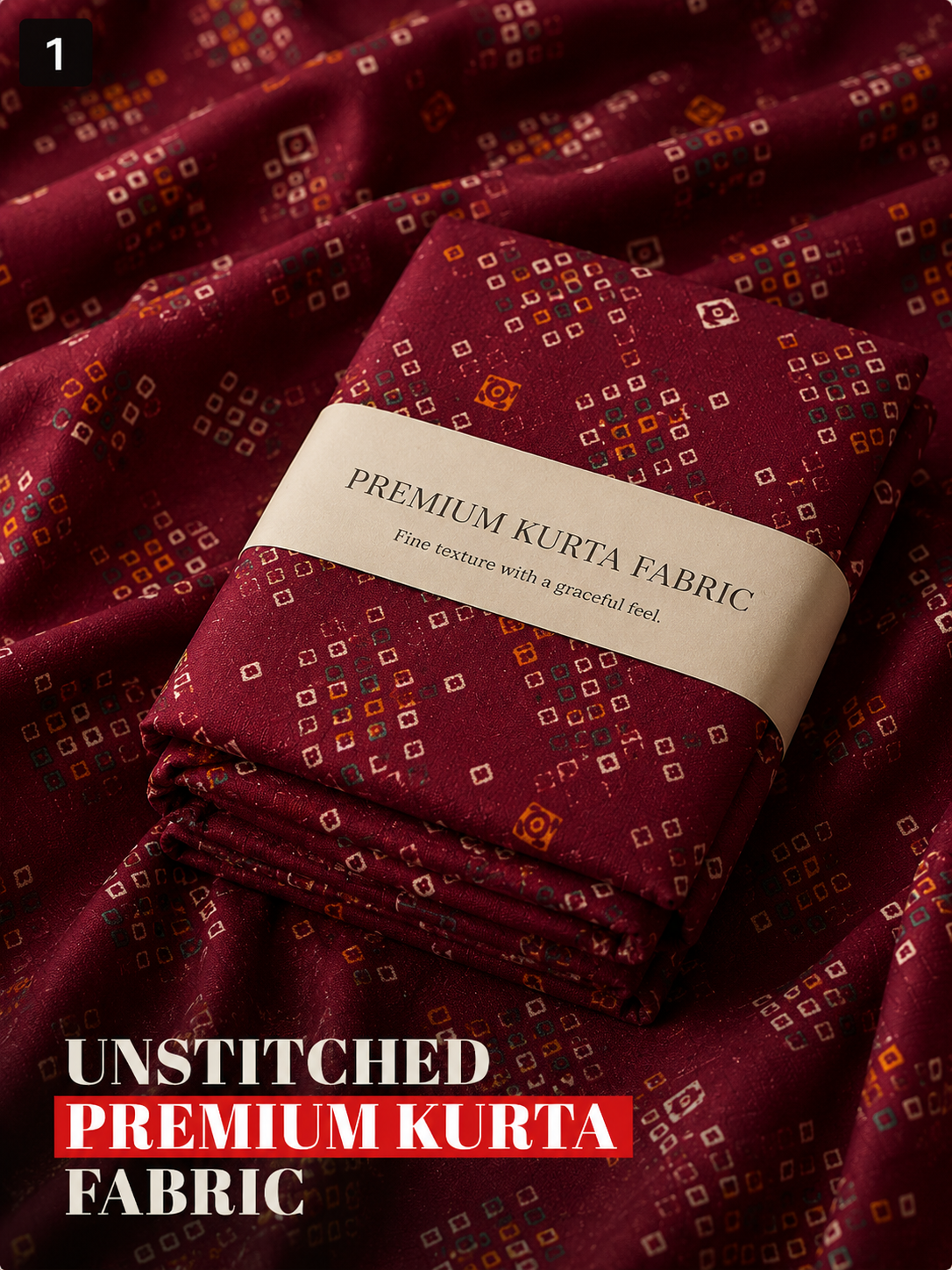 Maroon Printed Unstitched Kurta Fabric