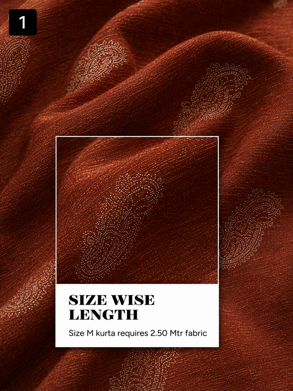Rust Brown Paisley Unstitched Kurta Fabric