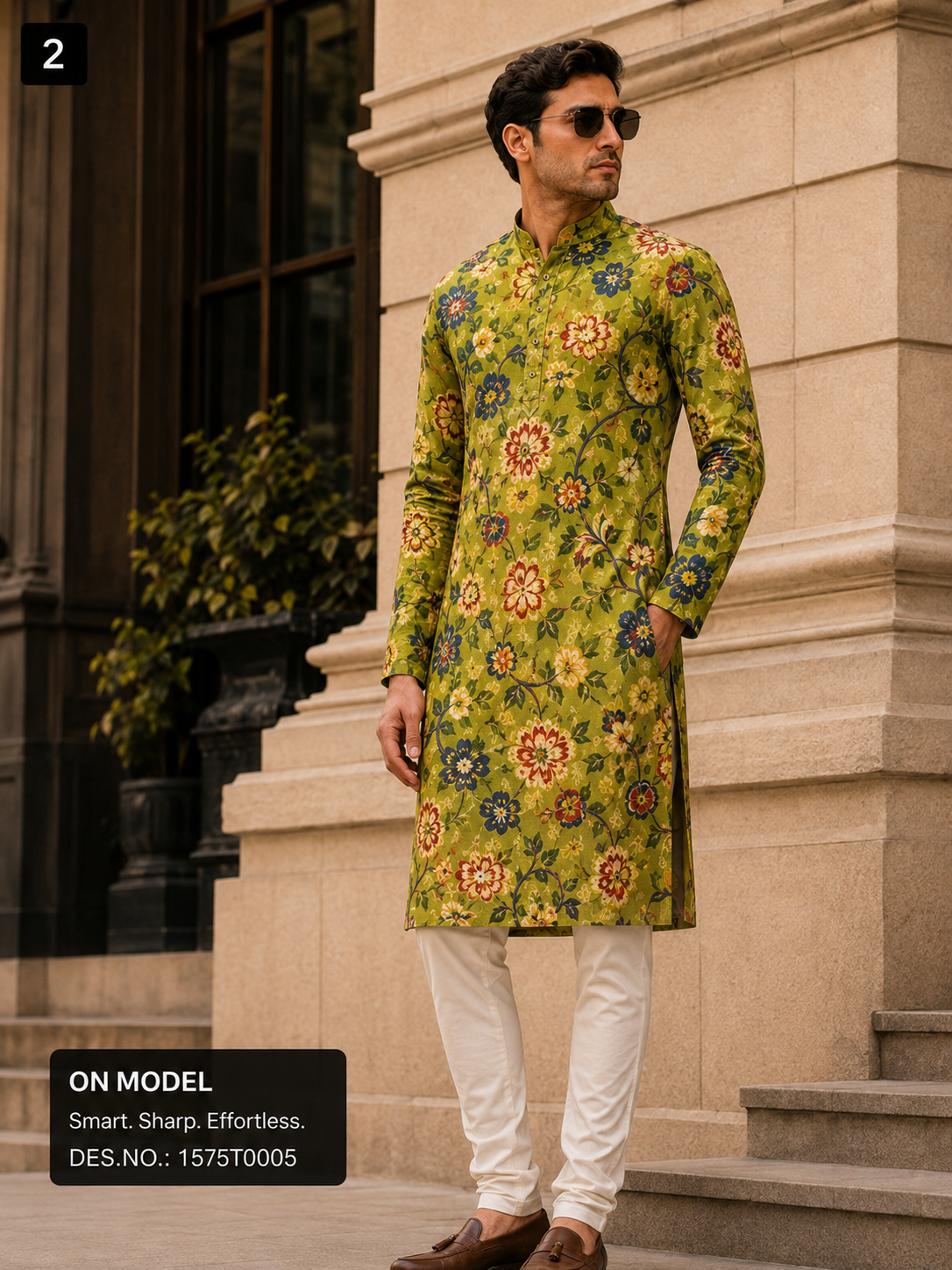 Olive Green Floral Unstitched Kurta Fabric