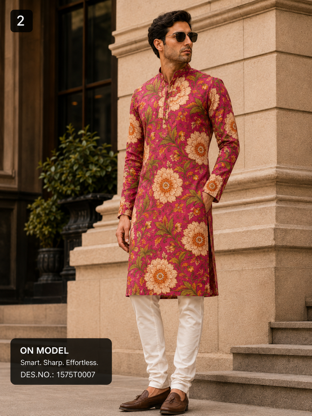 Pink Floral Kurta Fabric