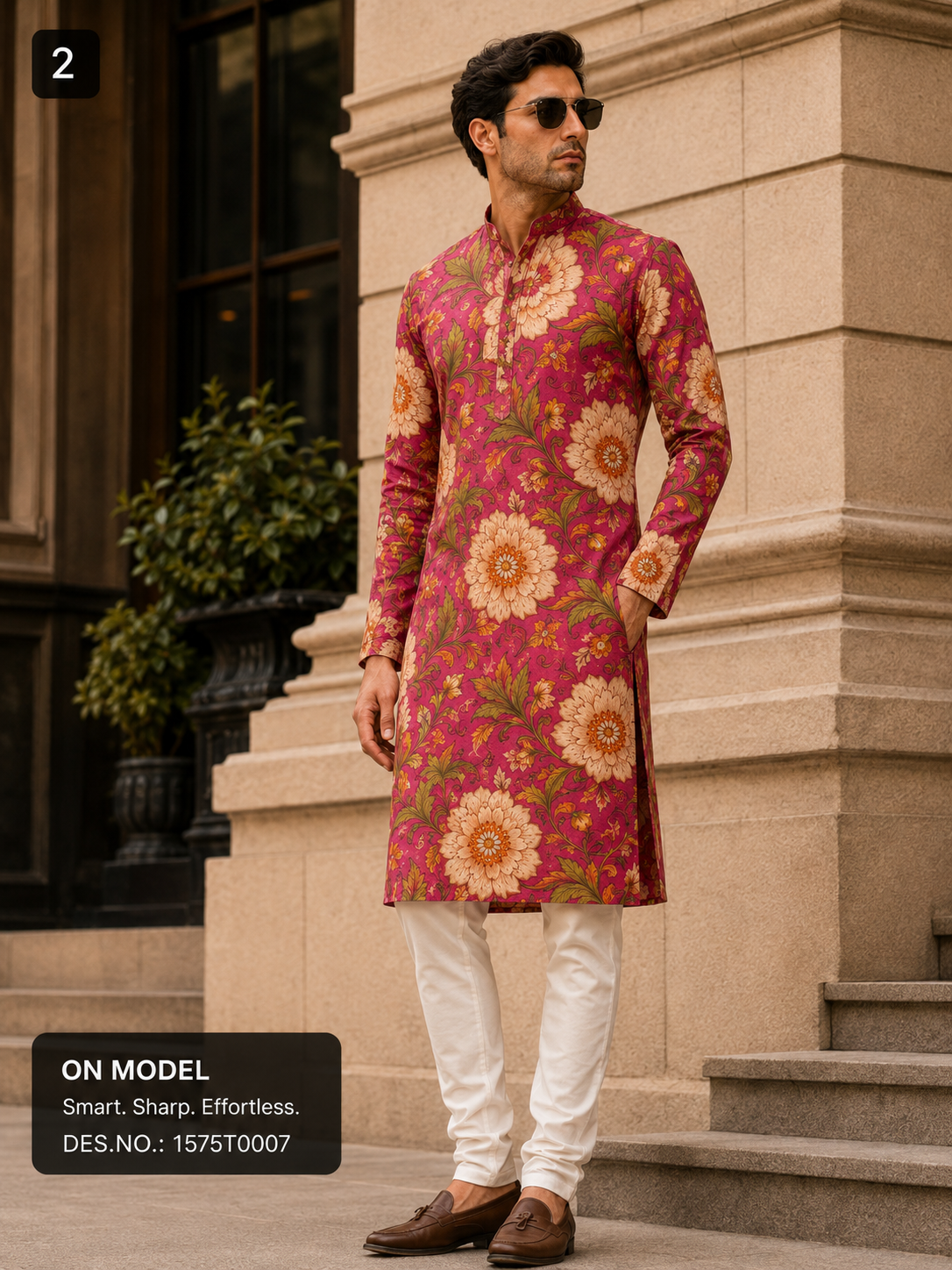 Pink Floral Kurta Fabric