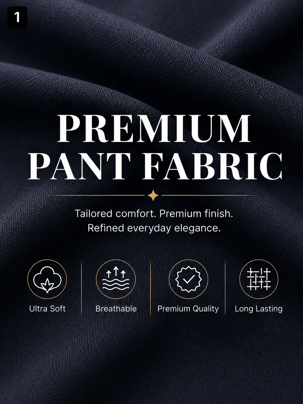 Navy Textured Finish  Pant Fabric