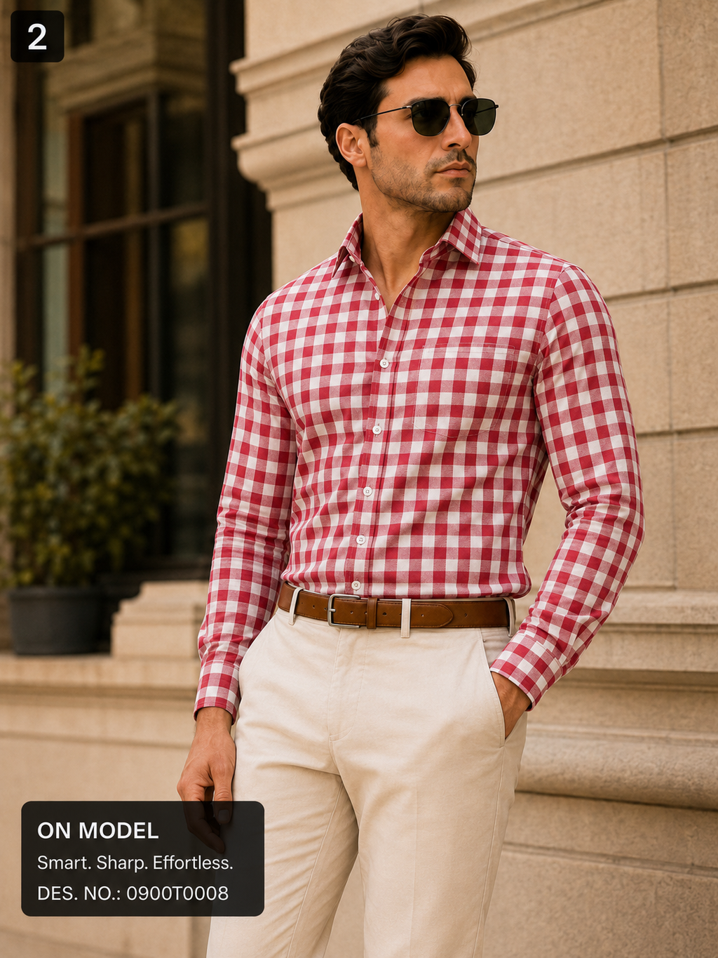 Red & White Check Shirt Fabric