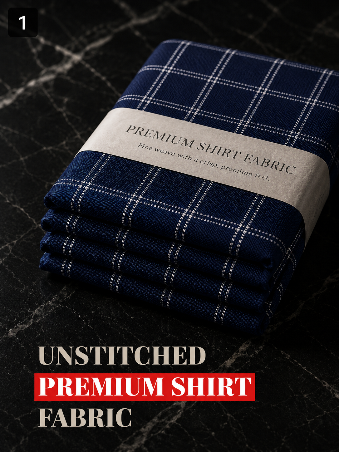 Navy Blue Check  Shirt Fabric