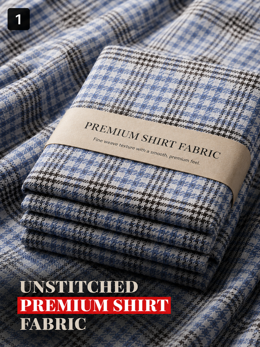 Sky Blue & Black Check Shirt Fabric
