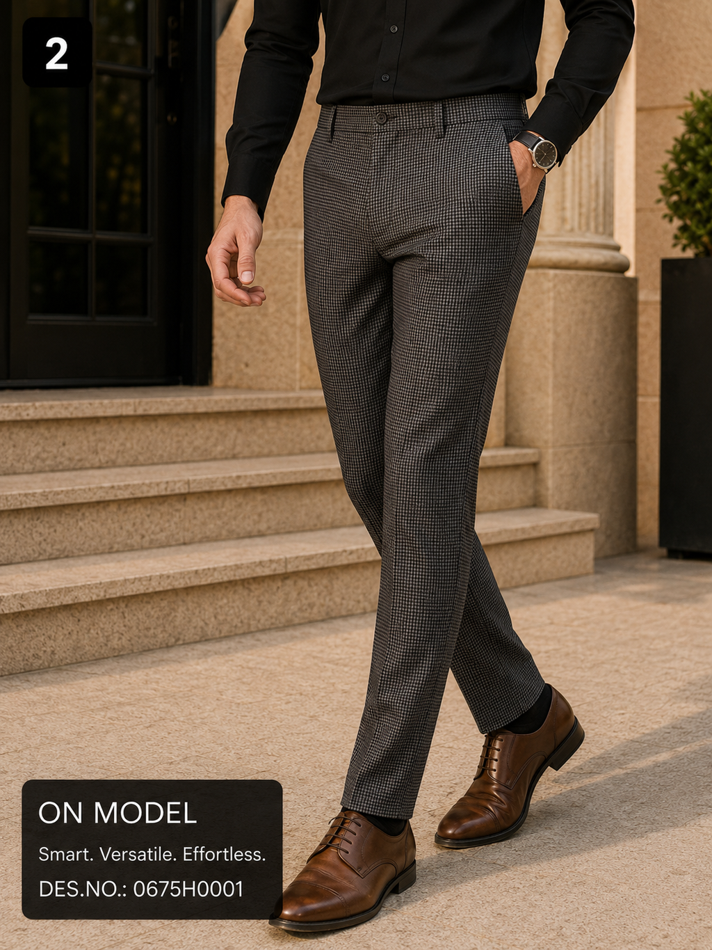 Black Micro-Checked Pant Fabric