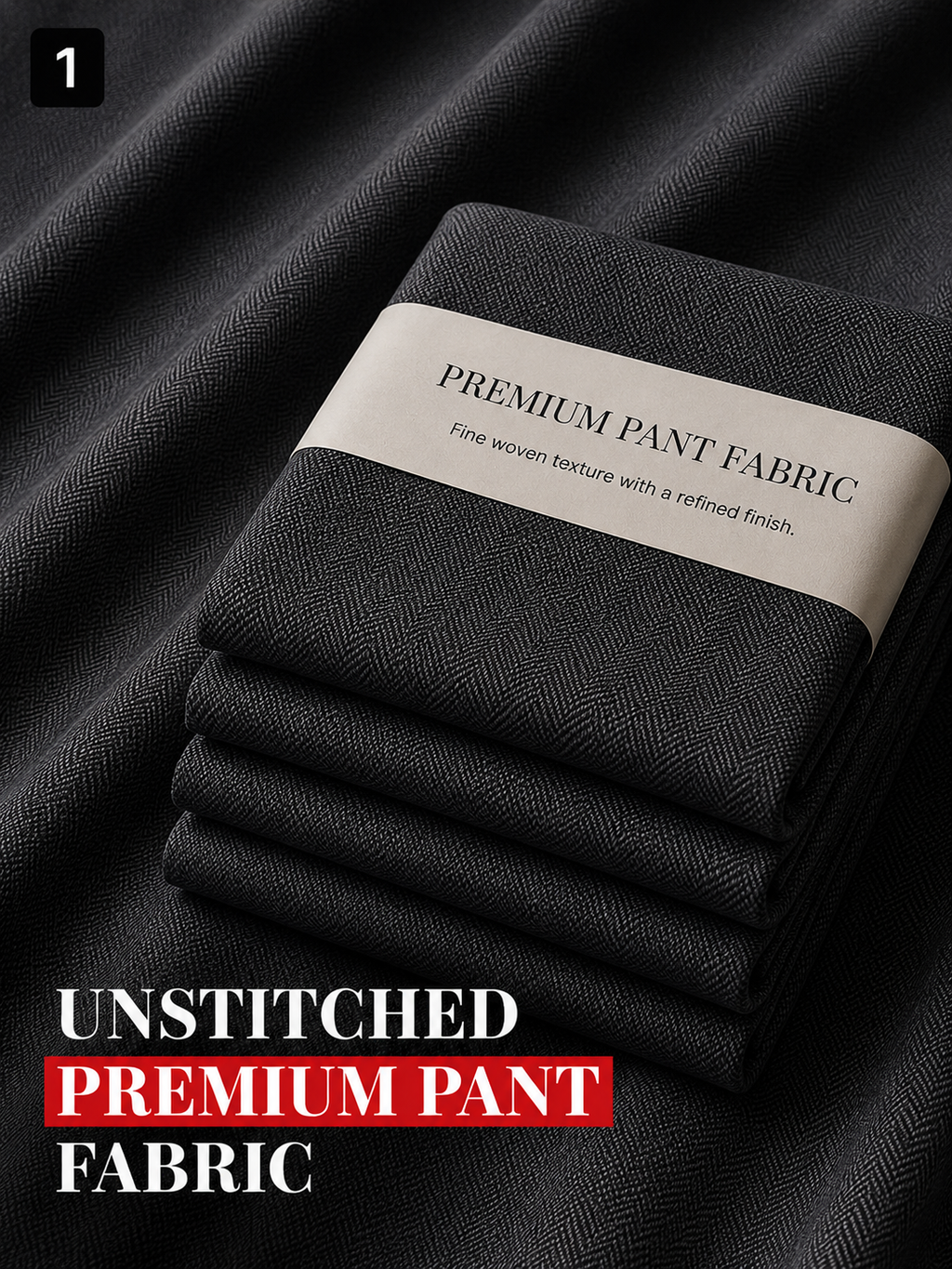 Charcoal Herringbone Pant Fabric