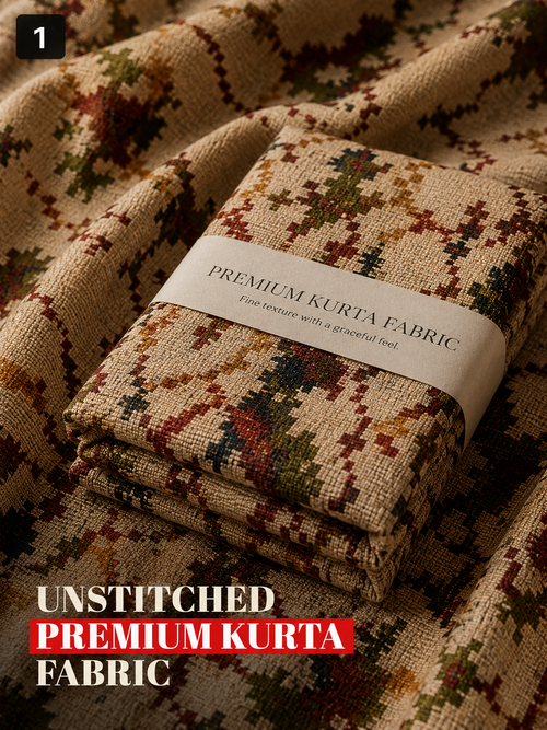 Beige Unstitched Kurta Fabric