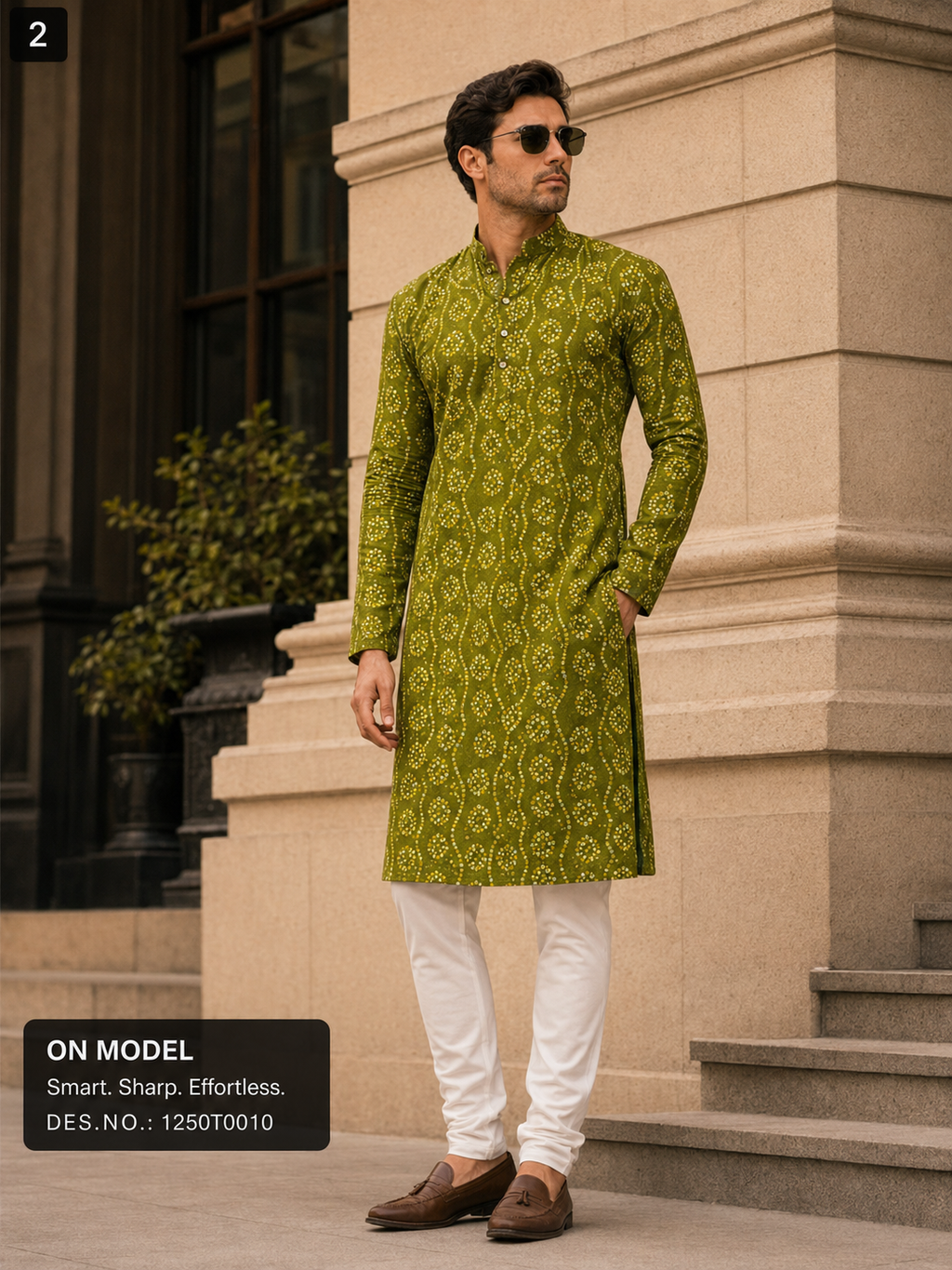 Olive Green Printed Unstitched Kurta Fabric