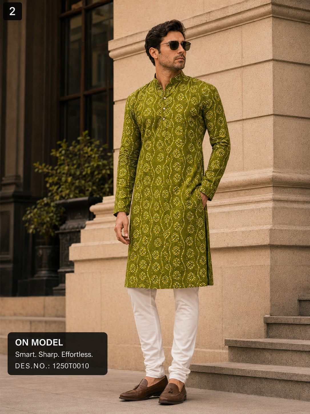 Olive Green Printed Unstitched Kurta Fabric