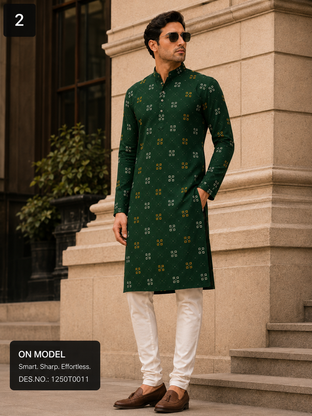 Dark Green Printed Unstitched Kurta Fabric