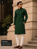 Dark Green Printed Unstitched Kurta Fabric