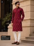 Maroon Printed Unstitched Kurta Fabric