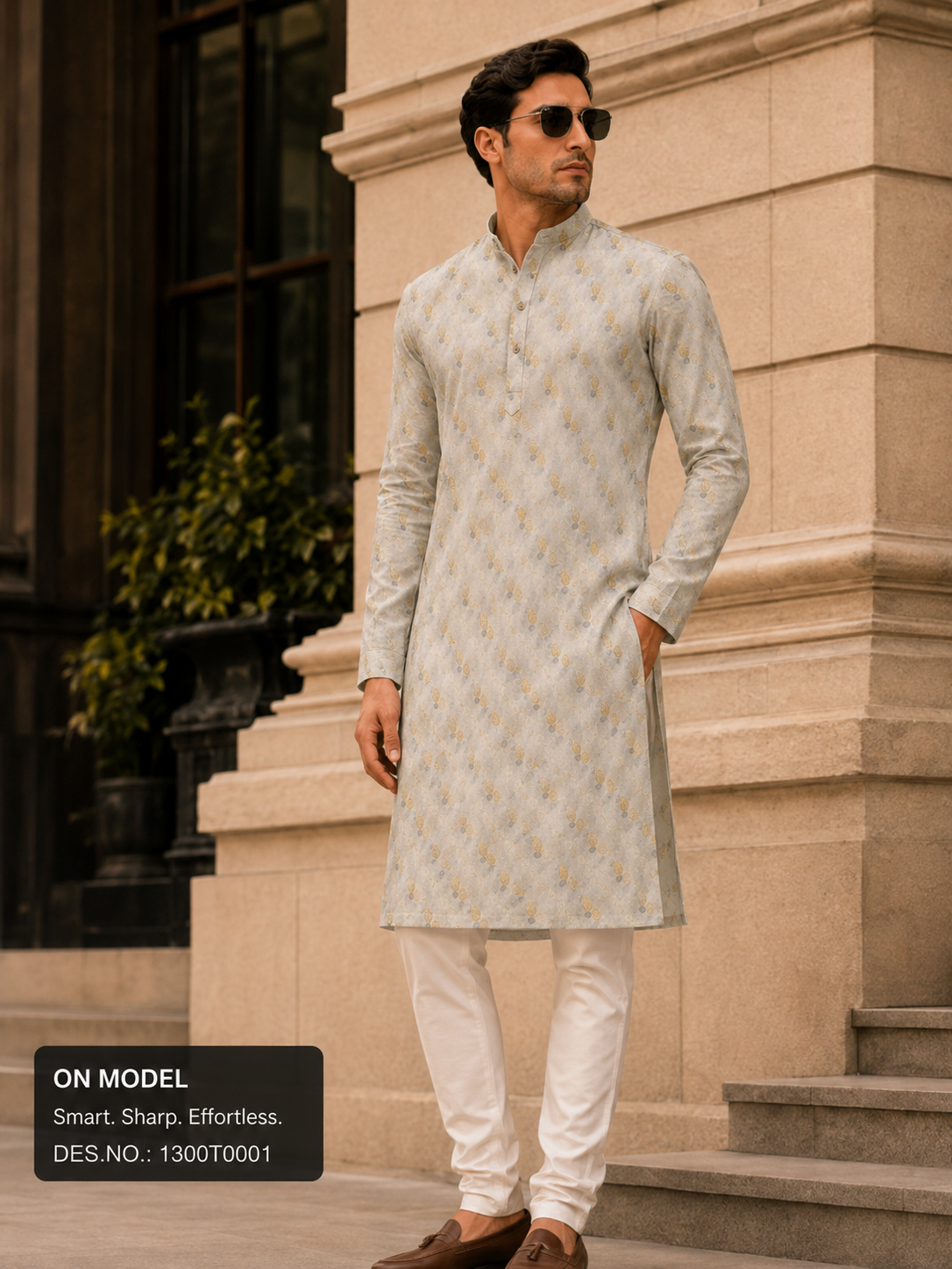 Ivory Printed Unstitched Kurta Fabric