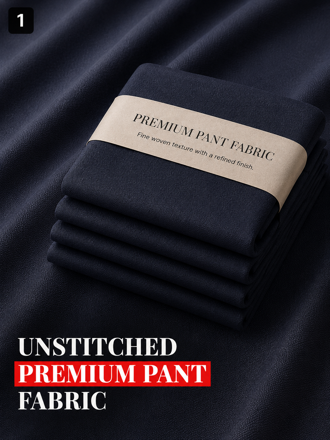 Navy Textured Finish  Pant Fabric