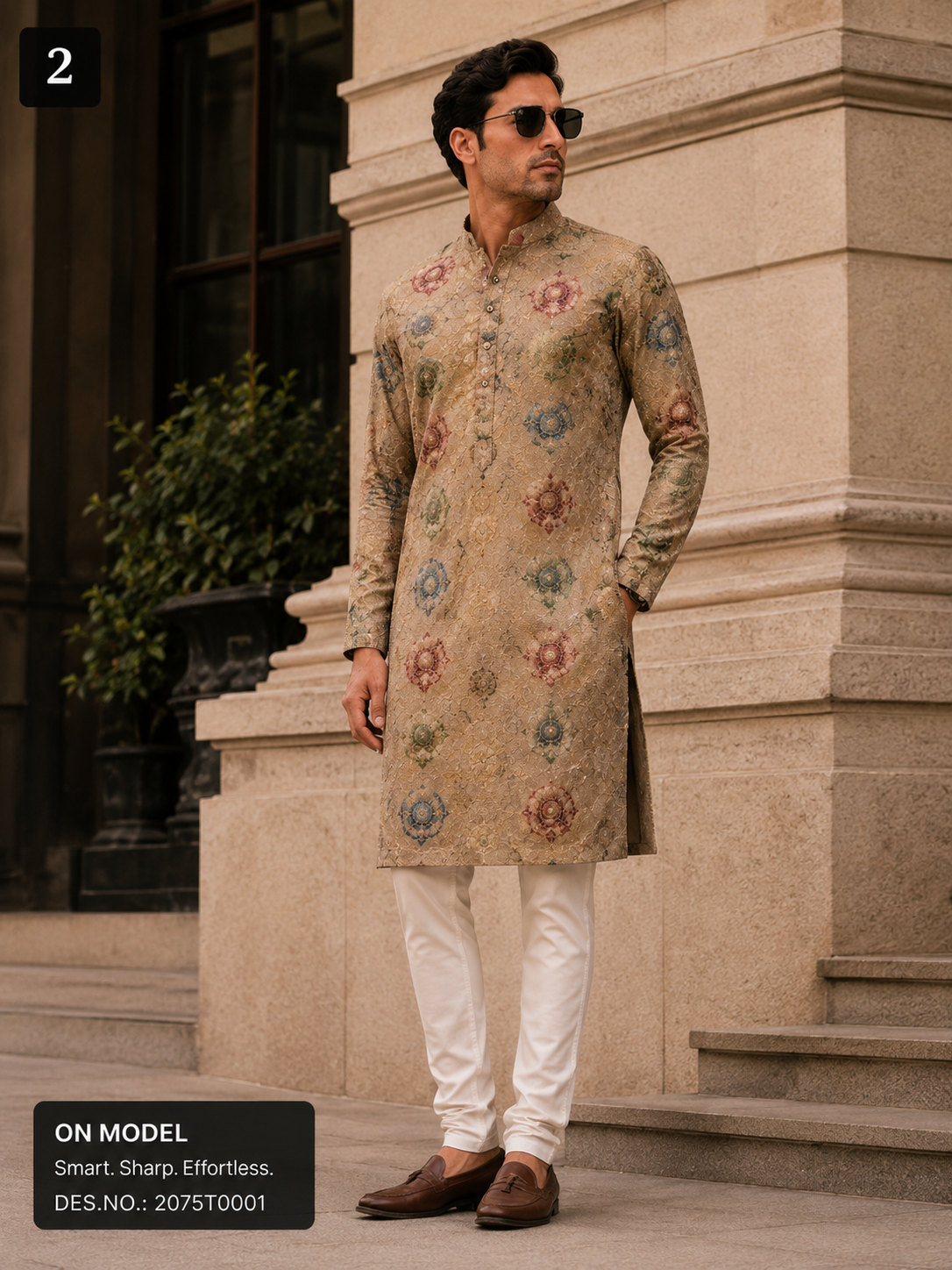 Beige Gold Embroidered Kurta Fabric