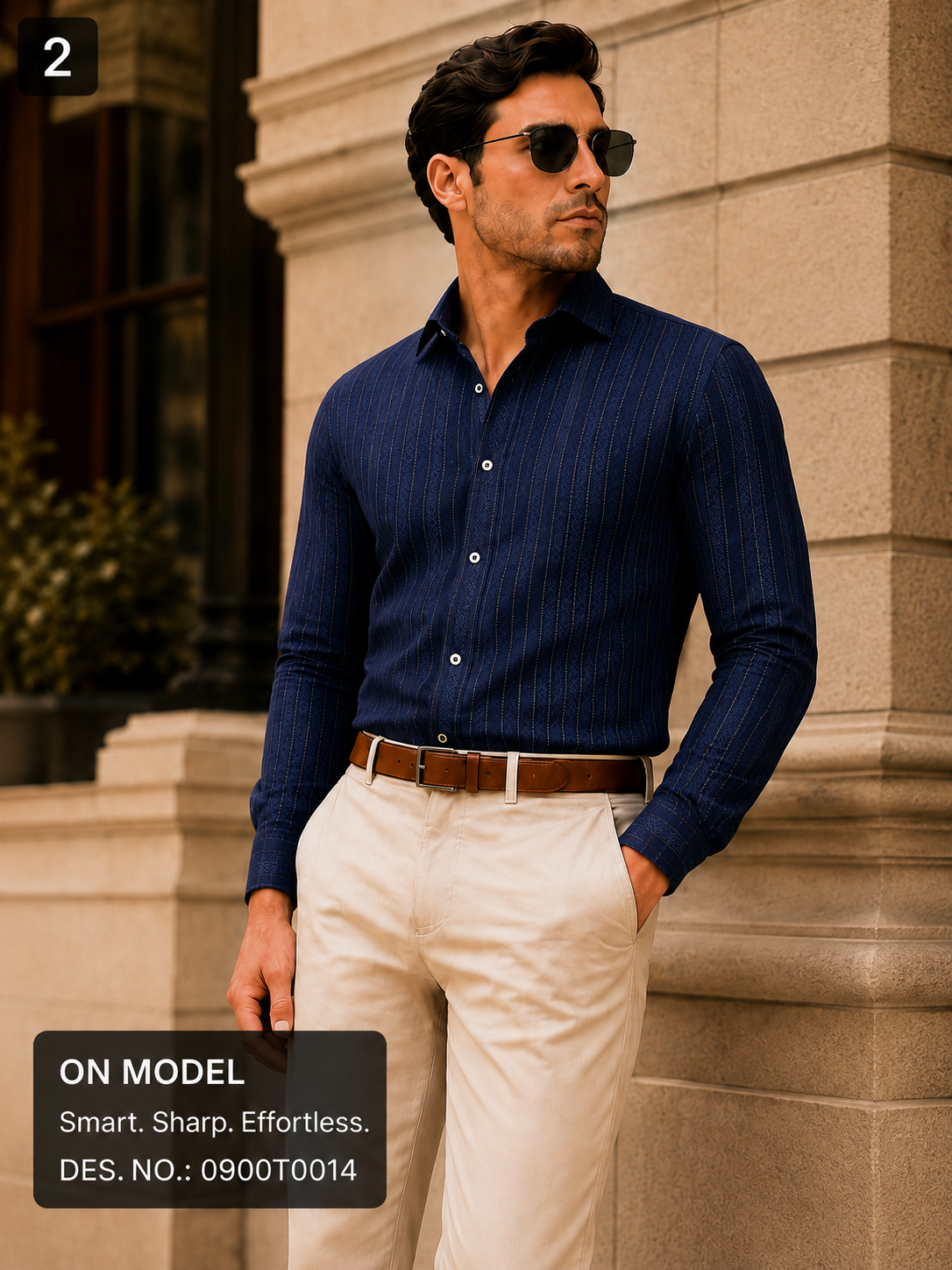 Royal Navy Textured Stripe Shirt Fabric