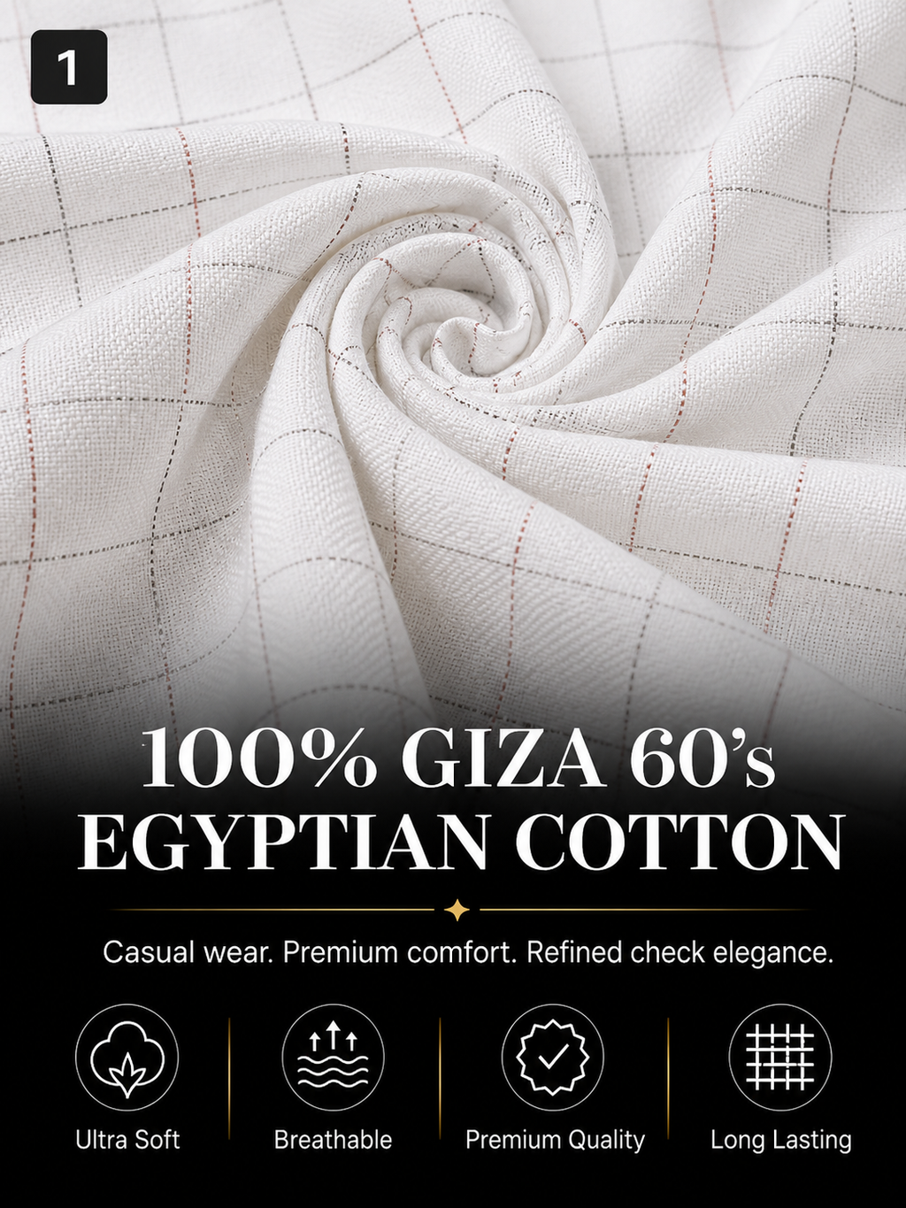 White Window Check  Shirt Fabric