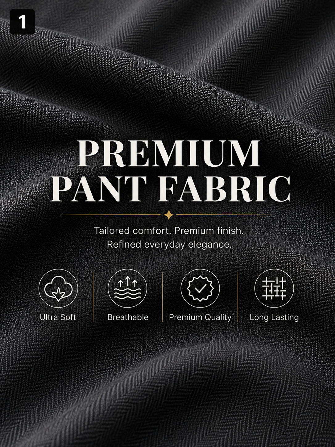 Charcoal Herringbone Pant Fabric
