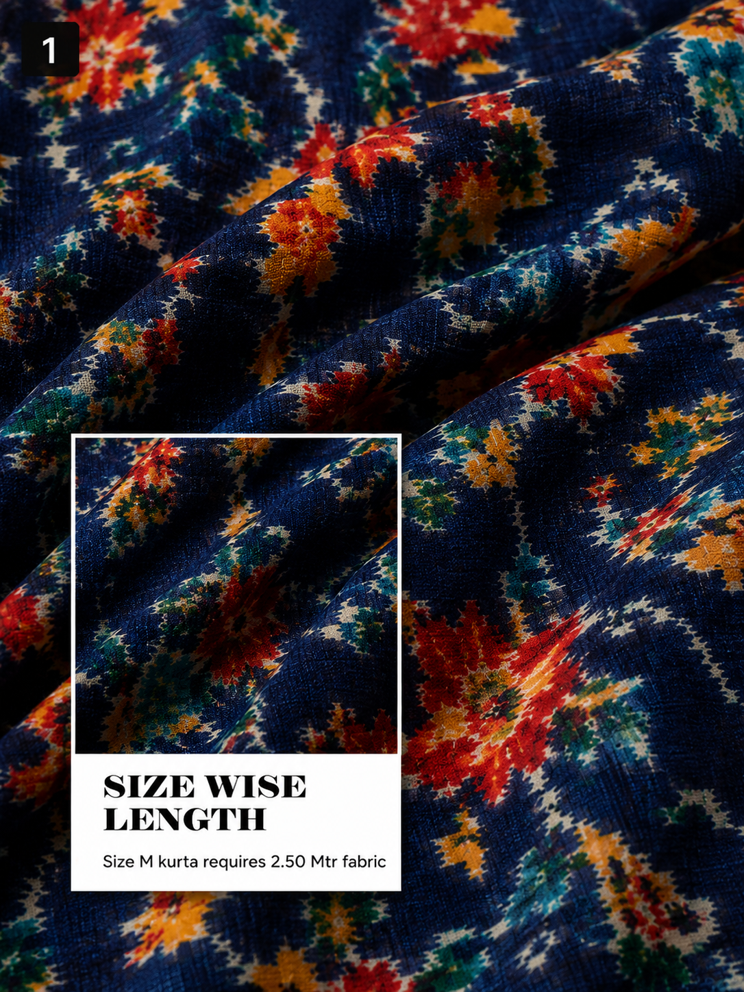 Blue Multicolor Unstitched Kurta Fabric
