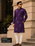 Purple Printed Unstitched Kurta Fabric