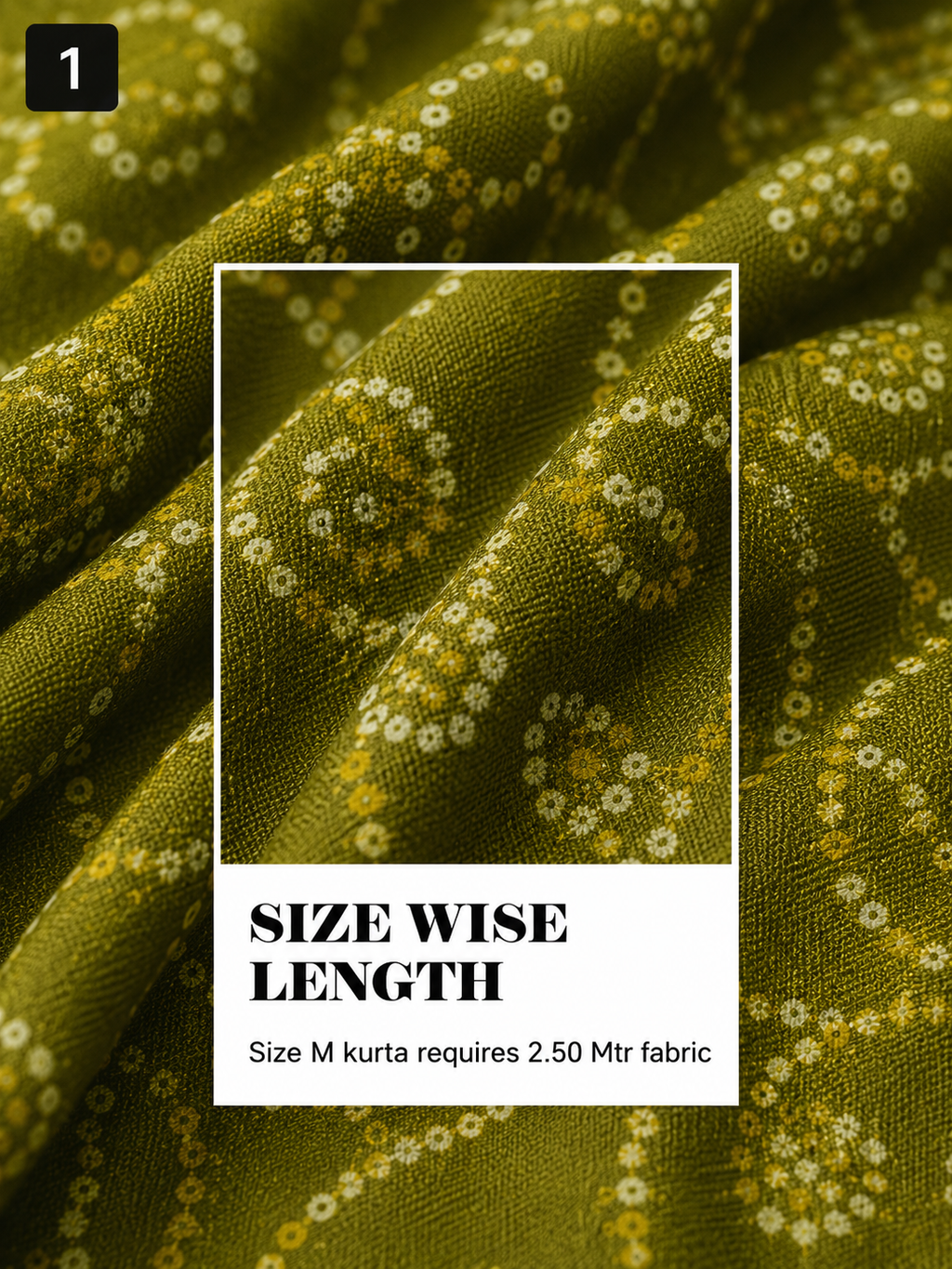 Olive Green Printed Unstitched Kurta Fabric