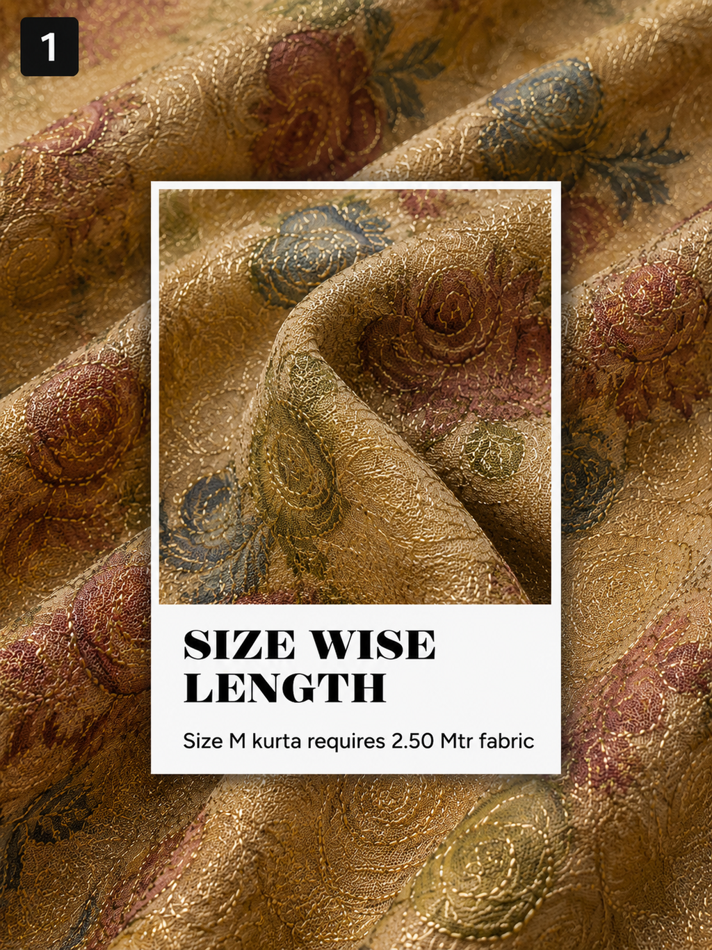 Beige Gold Embroidered Kurta Fabric