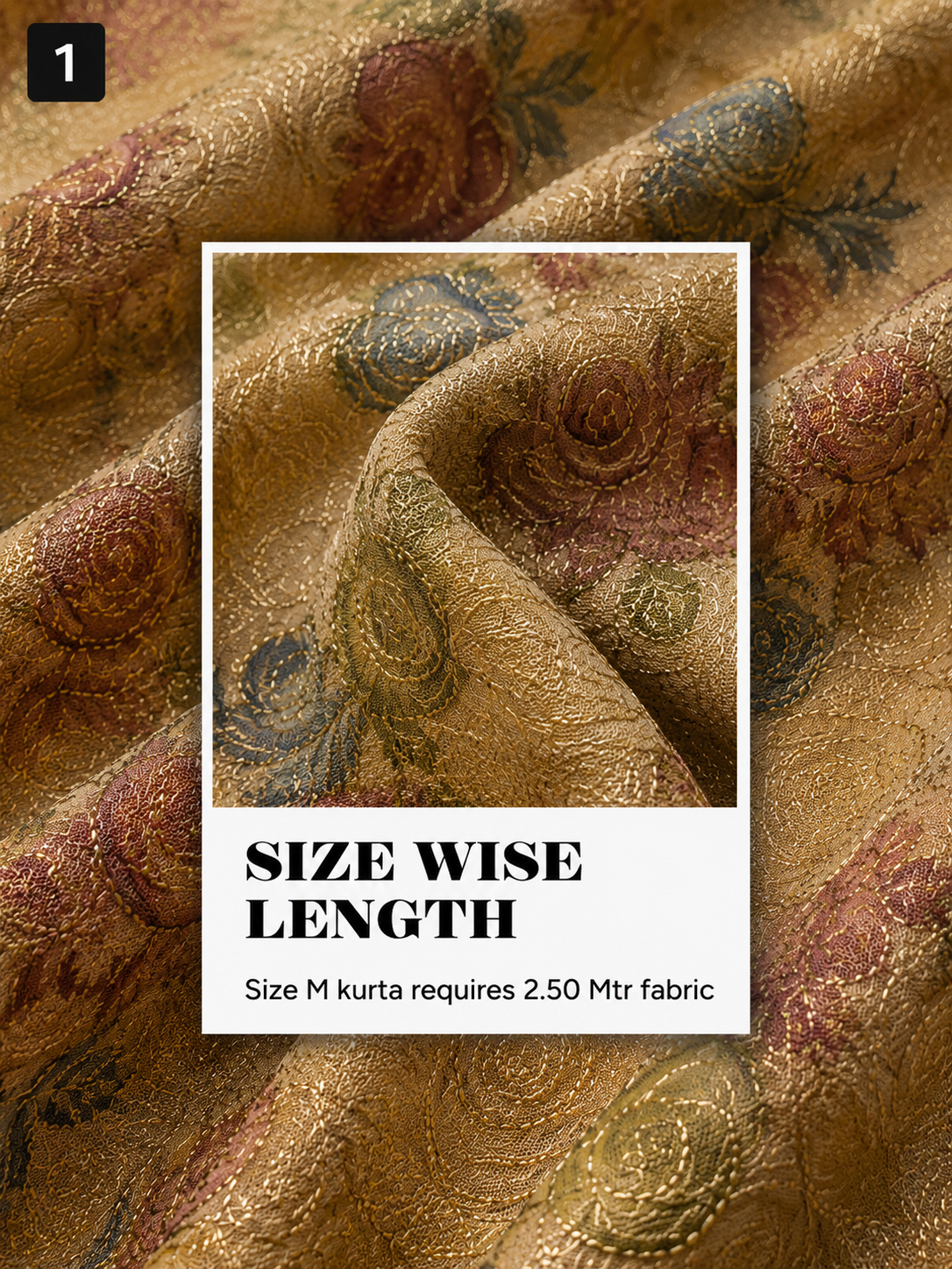 Beige Gold Embroidered Kurta Fabric
