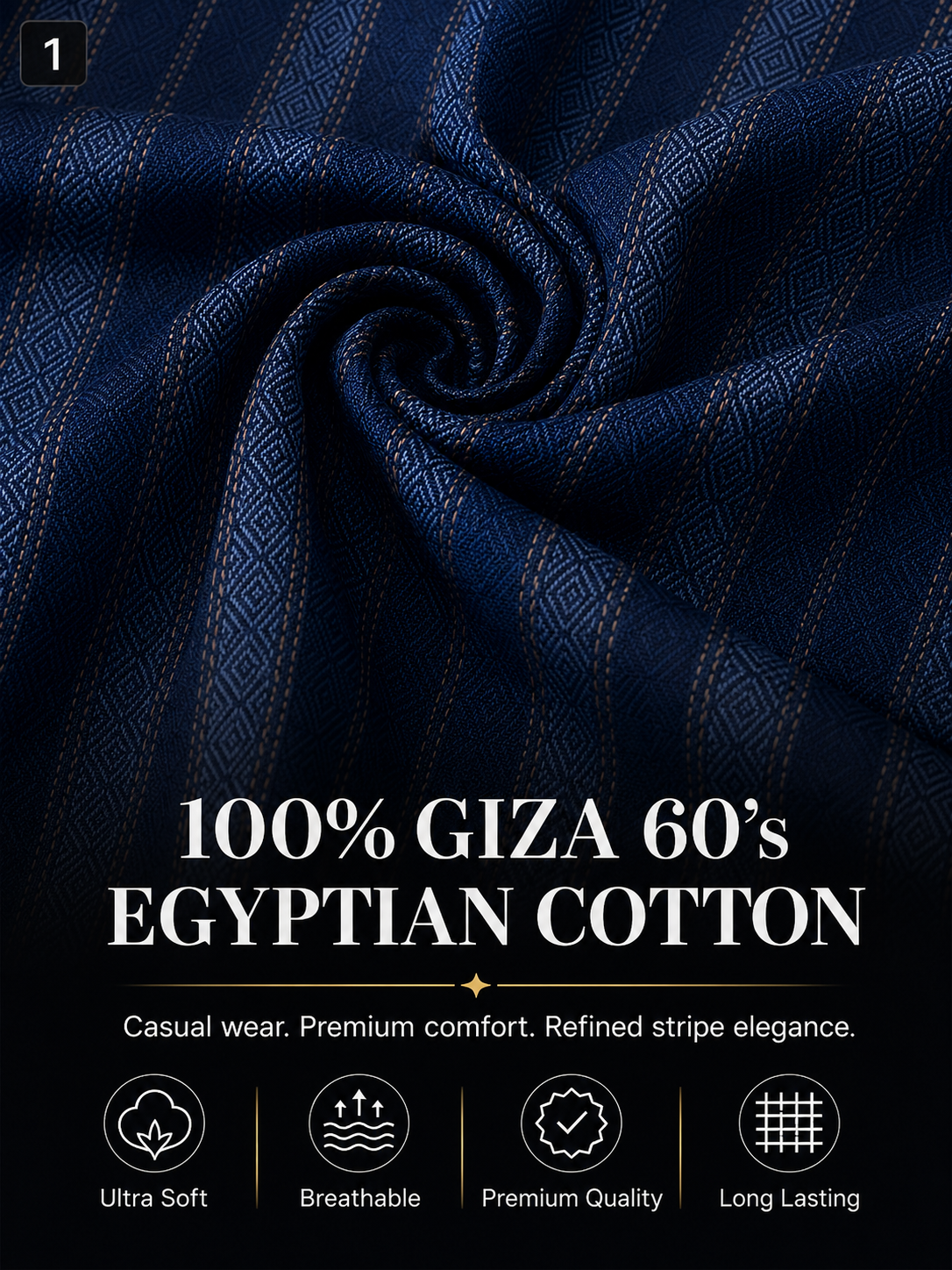 Royal Navy Textured Stripe Shirt Fabric