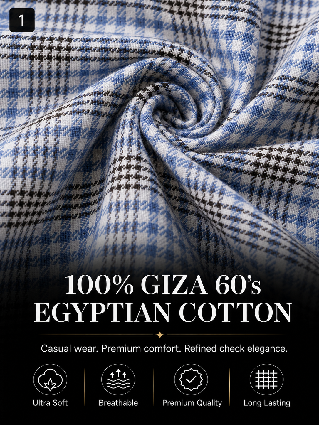 Sky Blue & Black Check Shirt Fabric