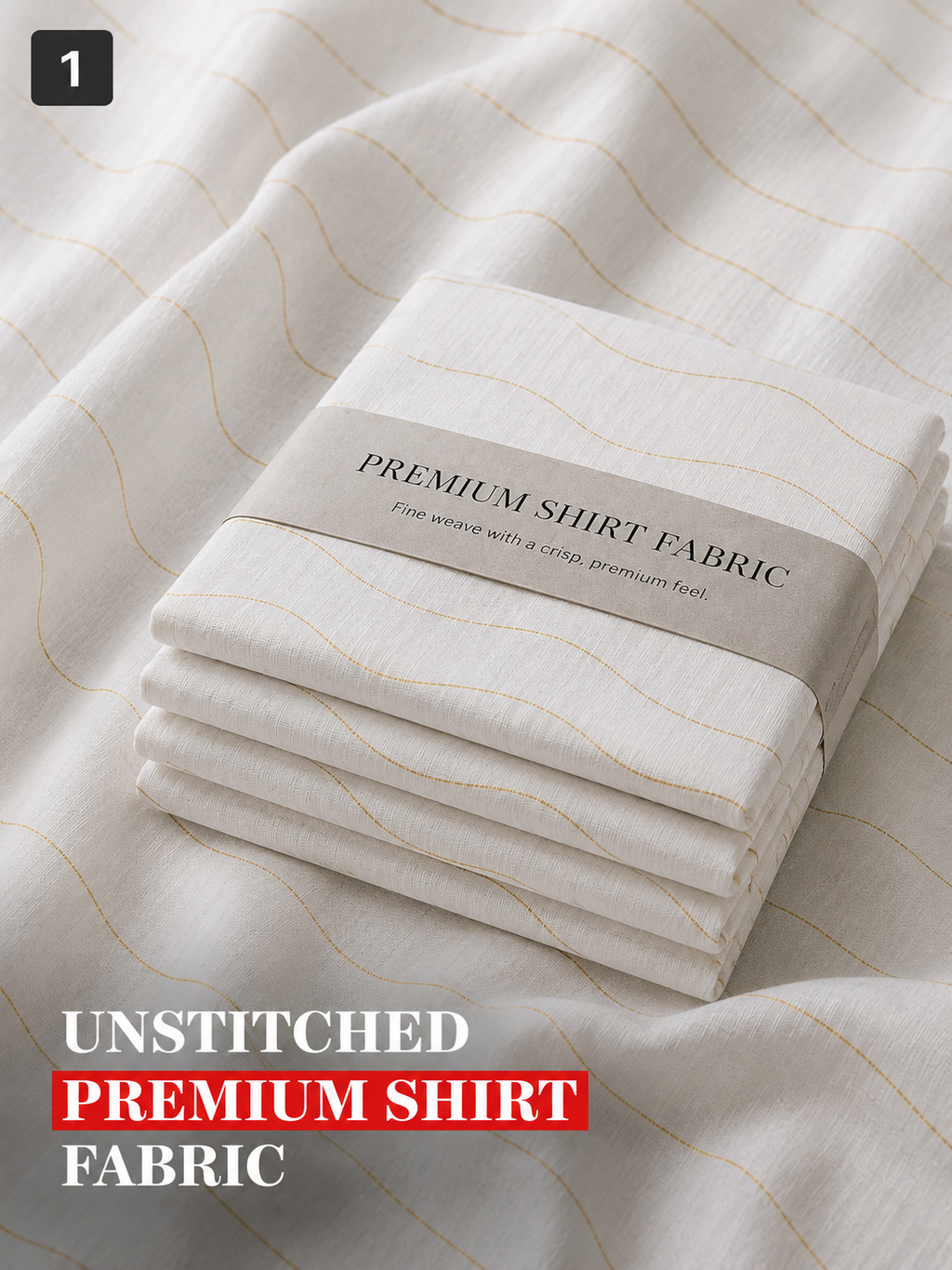 Off White Textured Unstitched Shirt Fabric
