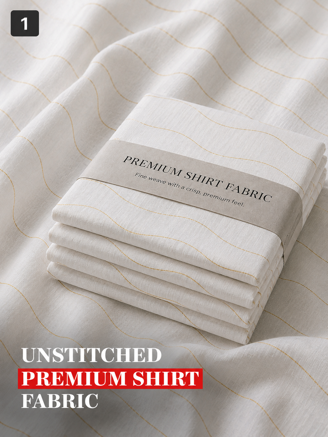 Off White Textured Unstitched Shirt Fabric