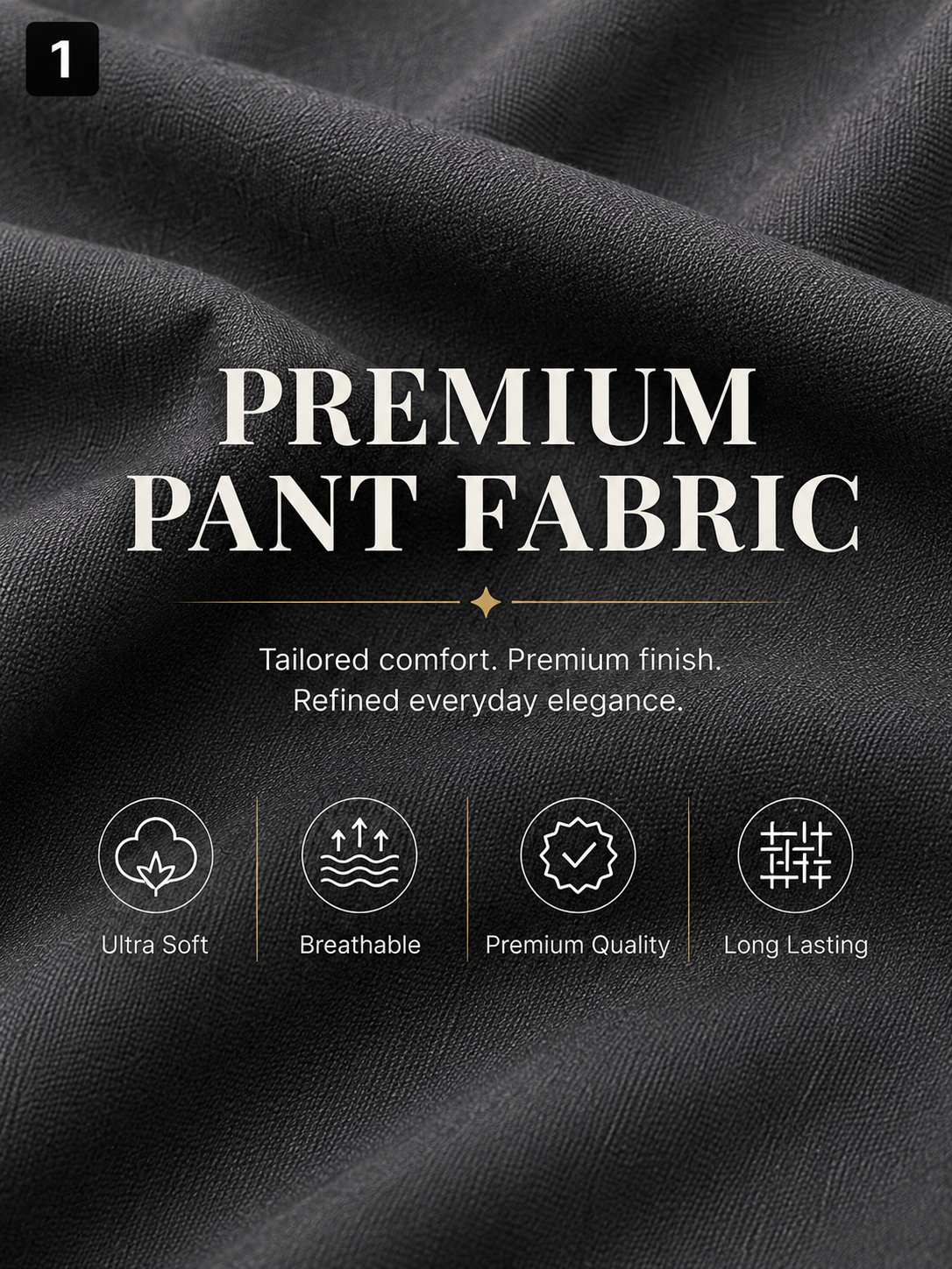 Refined Dark Grey  Trouser Fabric