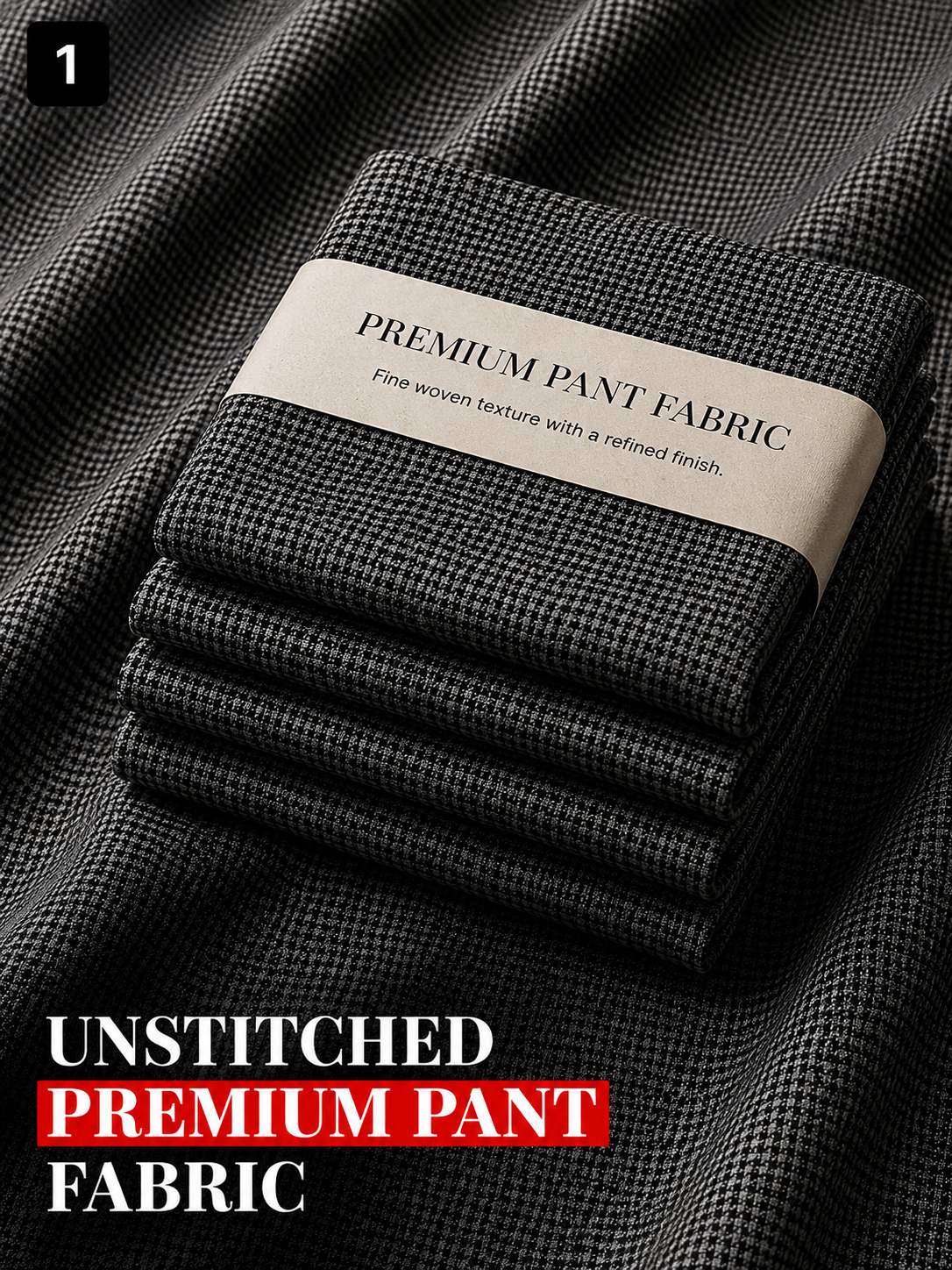 Black Micro-Checked Pant Fabric