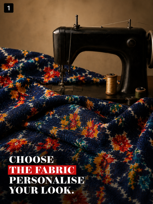 Blue Multicolor Unstitched Kurta Fabric