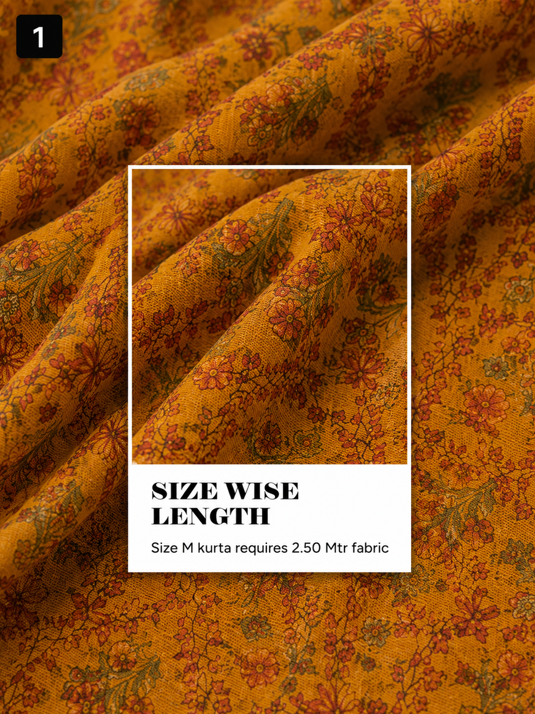 Yellow Printed Unstitched Kurta Fabric
