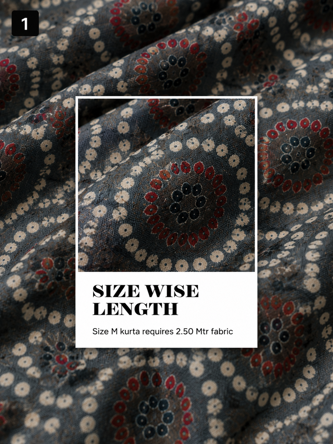 Grey Blue Printed Unstitched Kurta Fabric